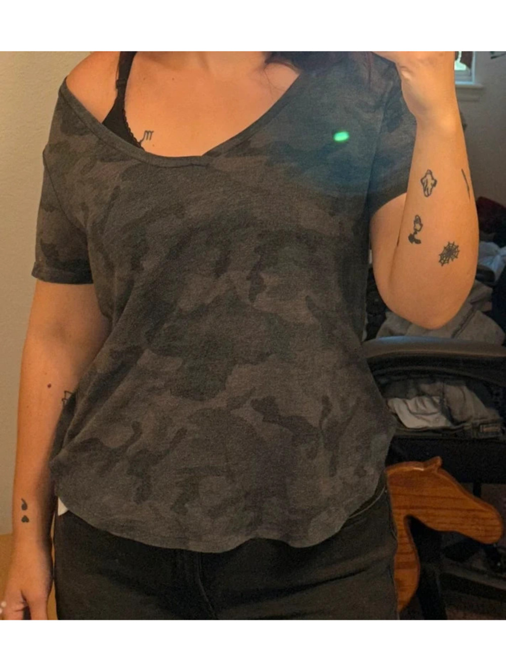 American Eagle Darkwash Camo Short Sleeve Tee